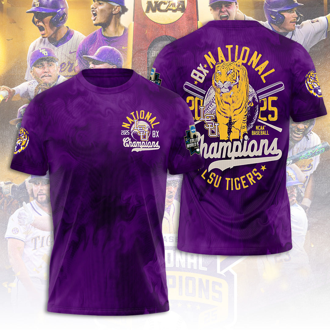 LSU Tigers Baseball 2025 National Champions 3D Apparel – TANTN 13876