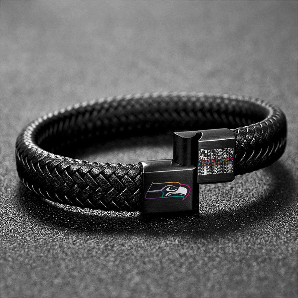 Seattle Seahawks Crucial Catch 2025 Braided Leather Bracelet – TANTN15935