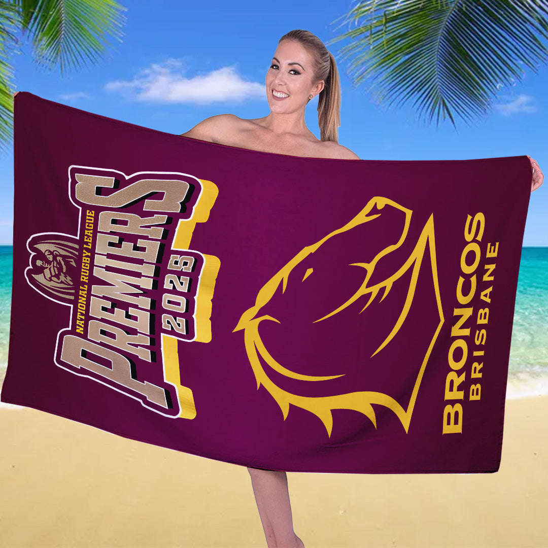 Brisbane Broncos 2025 Premiership Rectangle Beach Towel – TANTN17148