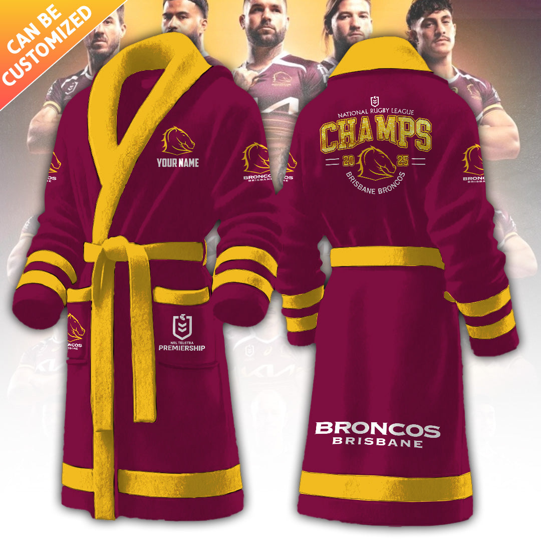 Personalized Brisbane Broncos Premiers 2025 3D Bathrobe – TANTN17259