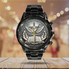 God Is Love, There Is Peace Black Stainless Steel Watch – TANTN17369