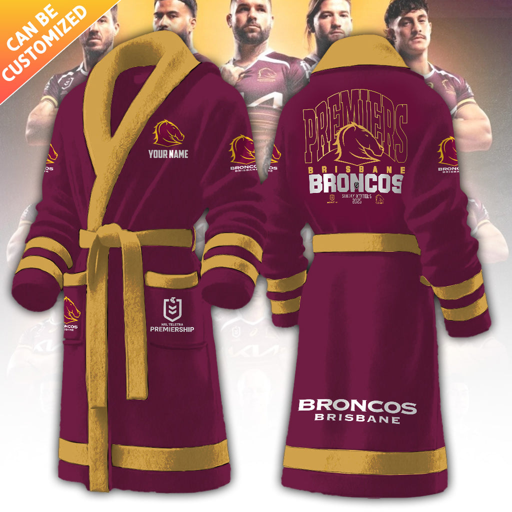 Personalized Brisbane Broncos Premiers 2025 3D Bathrobe – TANTN17379