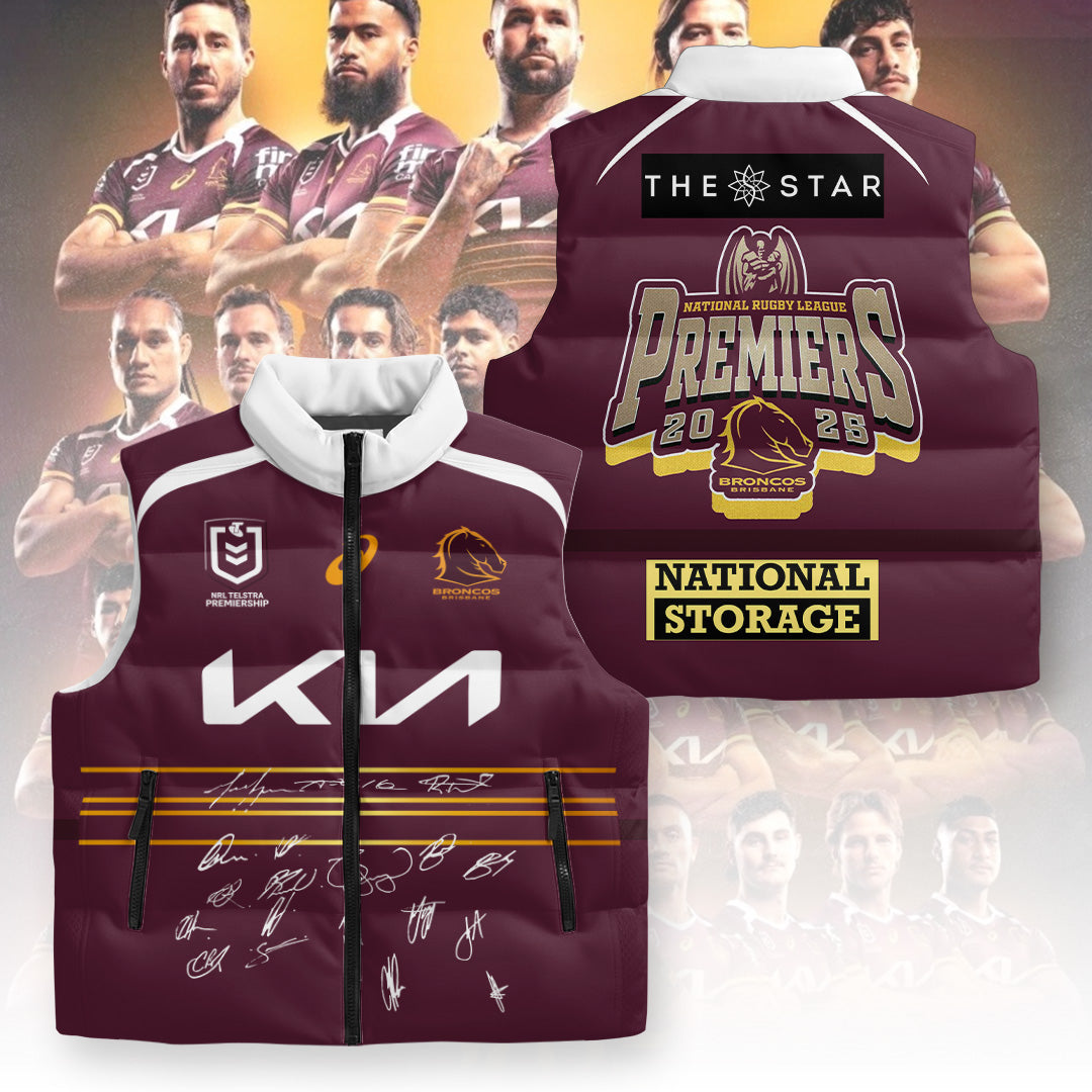 Brisbane Broncos 2025 Premiership 3D Sleeveless Down Jacket – TANTN17698