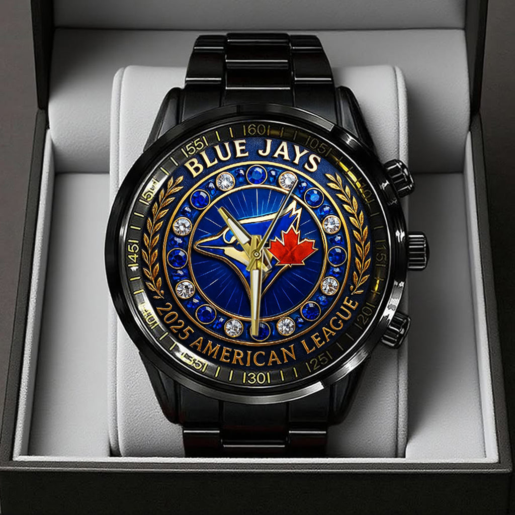 Toronto Blue Jays 2025 American League Champions Black Stainless Steel Watch – TANTN17723
