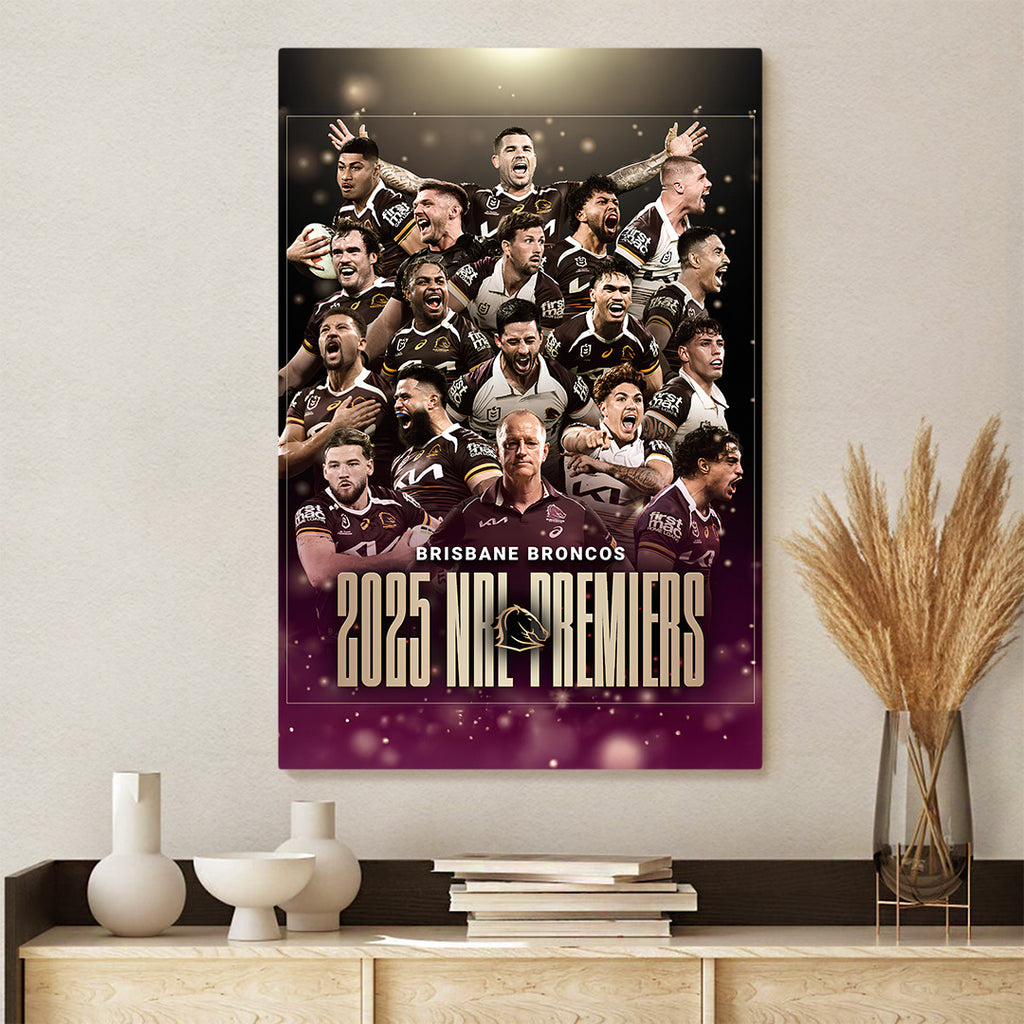 Brisbane Broncos Premiers 2025 Rectangle Canvas With Inner Frame – TANTN17890