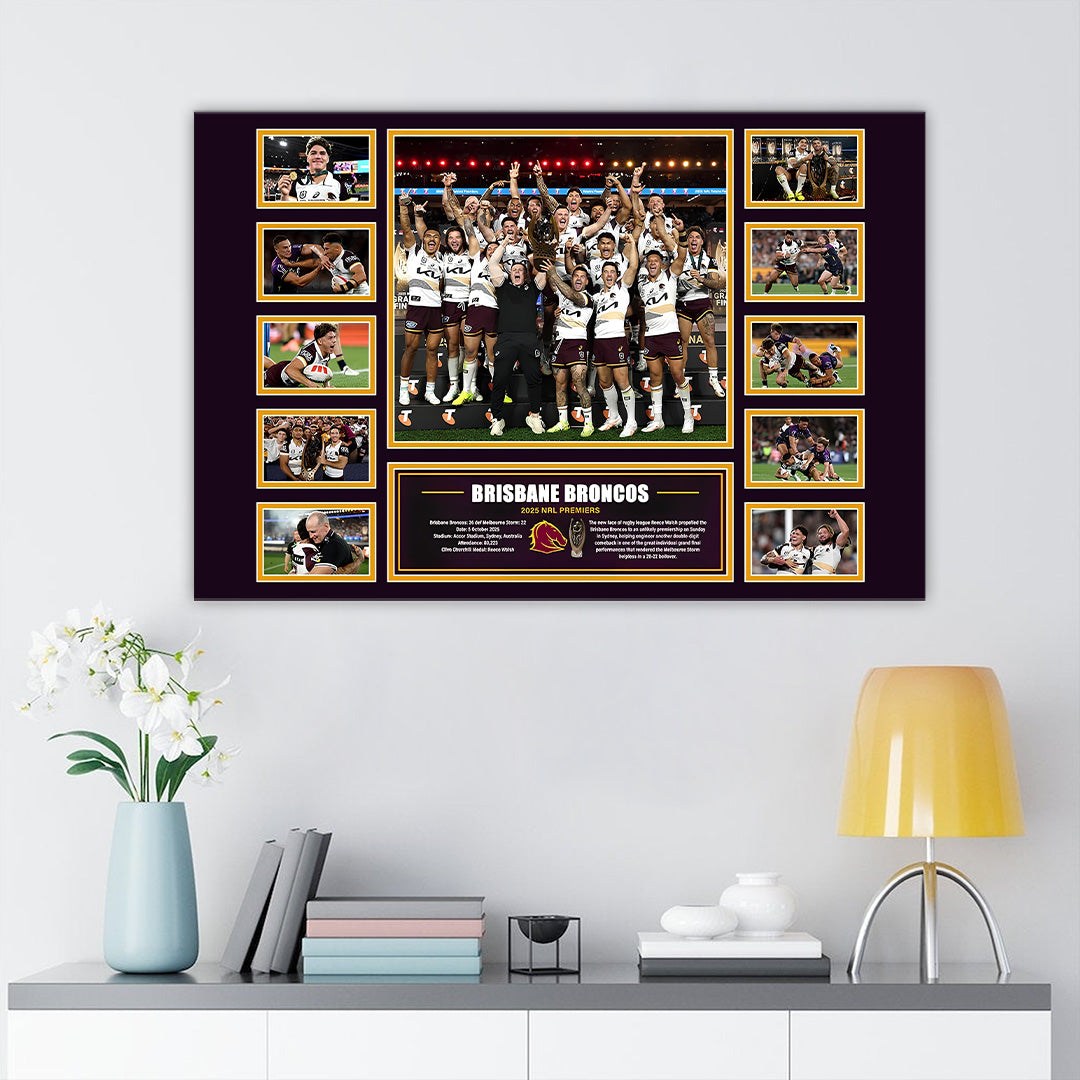 Brisbane Broncos Premiers 2025 Rectangle Canvas With Inner Frame – TANTN17900