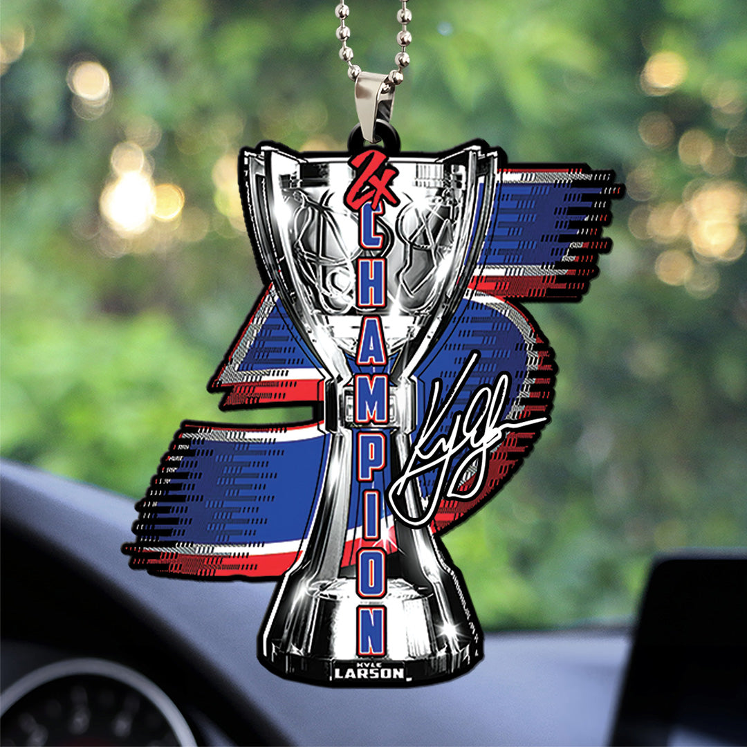 Kyle Larson 2025 NASCAR Cup Series Champion Custom shape 2-sided Acrylic Car Ornament – TANTN18395