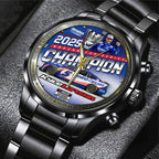 Kyle Larson 2025 NASCAR Cup Series Champion Black Stainless Steel Watch – TANTN18545