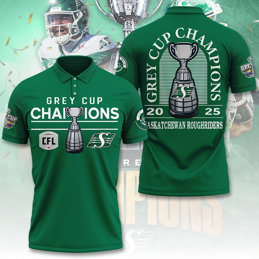 Saskatchewan Roughriders 2025 Grey Cup Champions 3D Apparel – TANTN18826