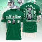 Saskatchewan Roughriders 2025 Grey Cup Champions 3D Apparel – TANTN18826
