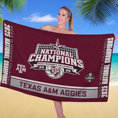 Texas A&M Aggies Women's 2025 Volleyball National Champions Rectangle Beach Towel – TANTN19617