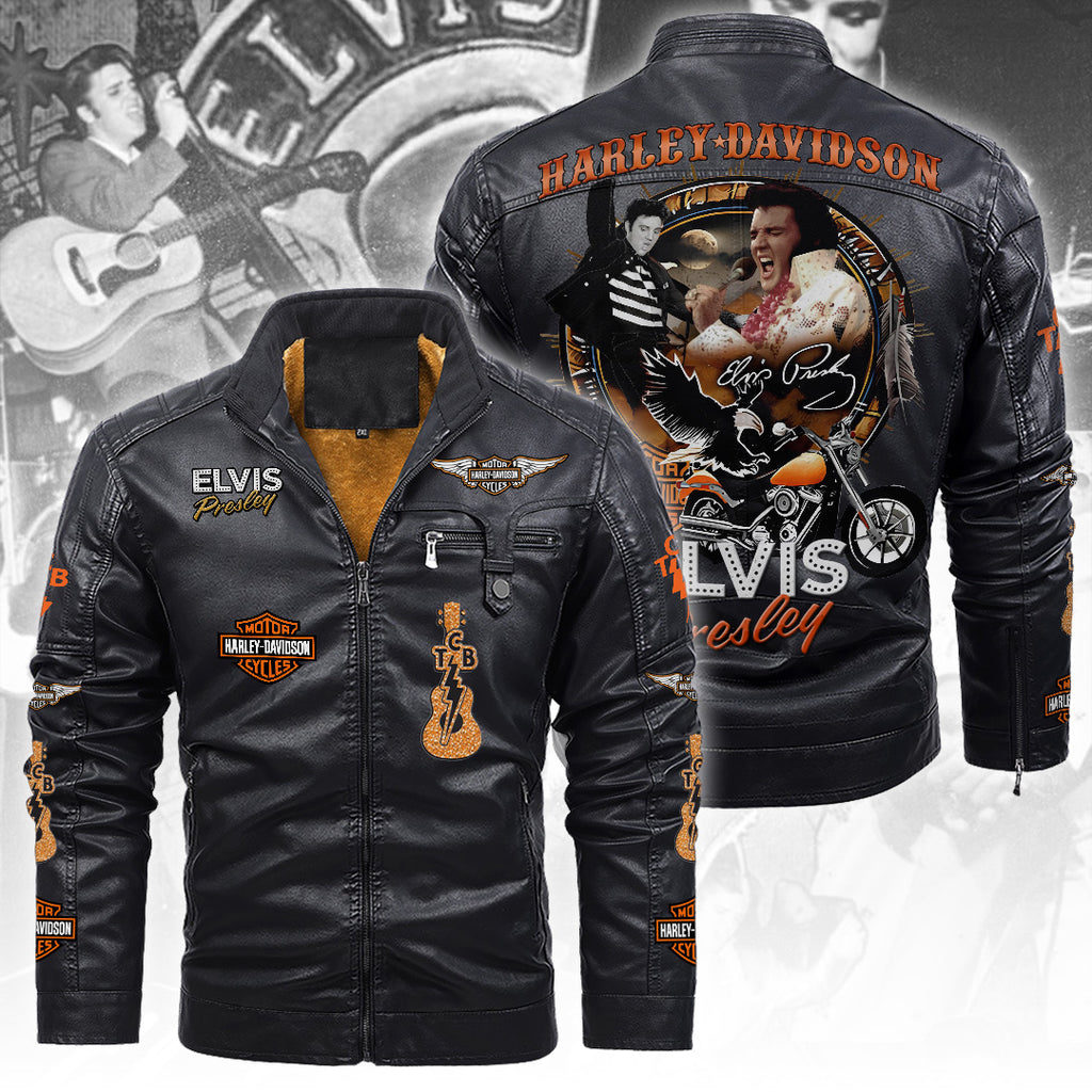 Elvis Presley 2D Leather Yellow Fleece Jacket – TANTN20205