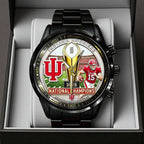Indiana Hoosiers Football 2025 National Champions Black Stainless Steel Watch – TANTN20468
