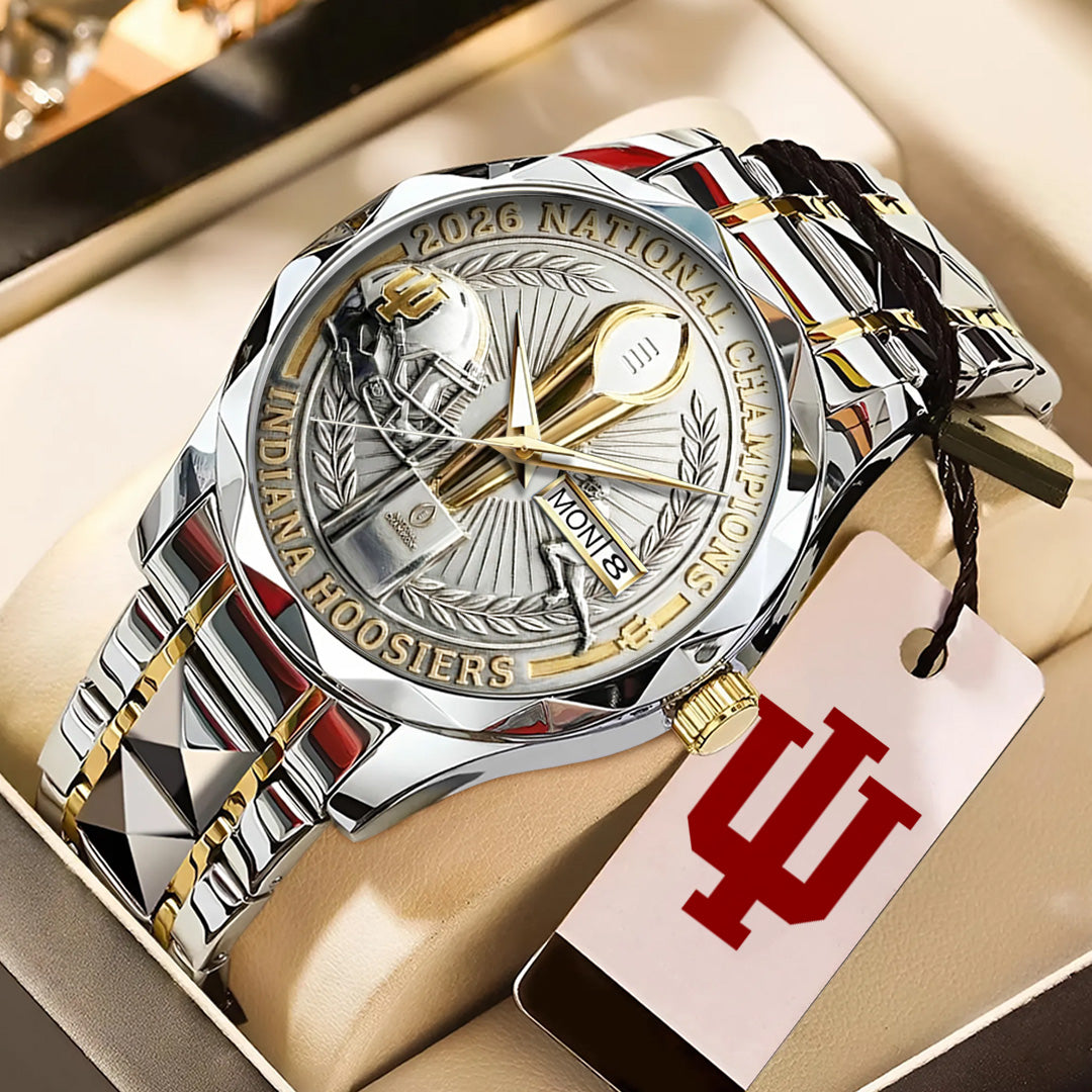 Indiana Hoosiers Football 2025 National Champions Alloy Luxury Quartz Watch – TANTN20478