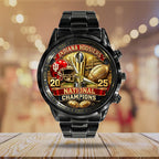Indiana Hoosiers Football 2025 National Champions Black Stainless Steel Watch – TANTN20498