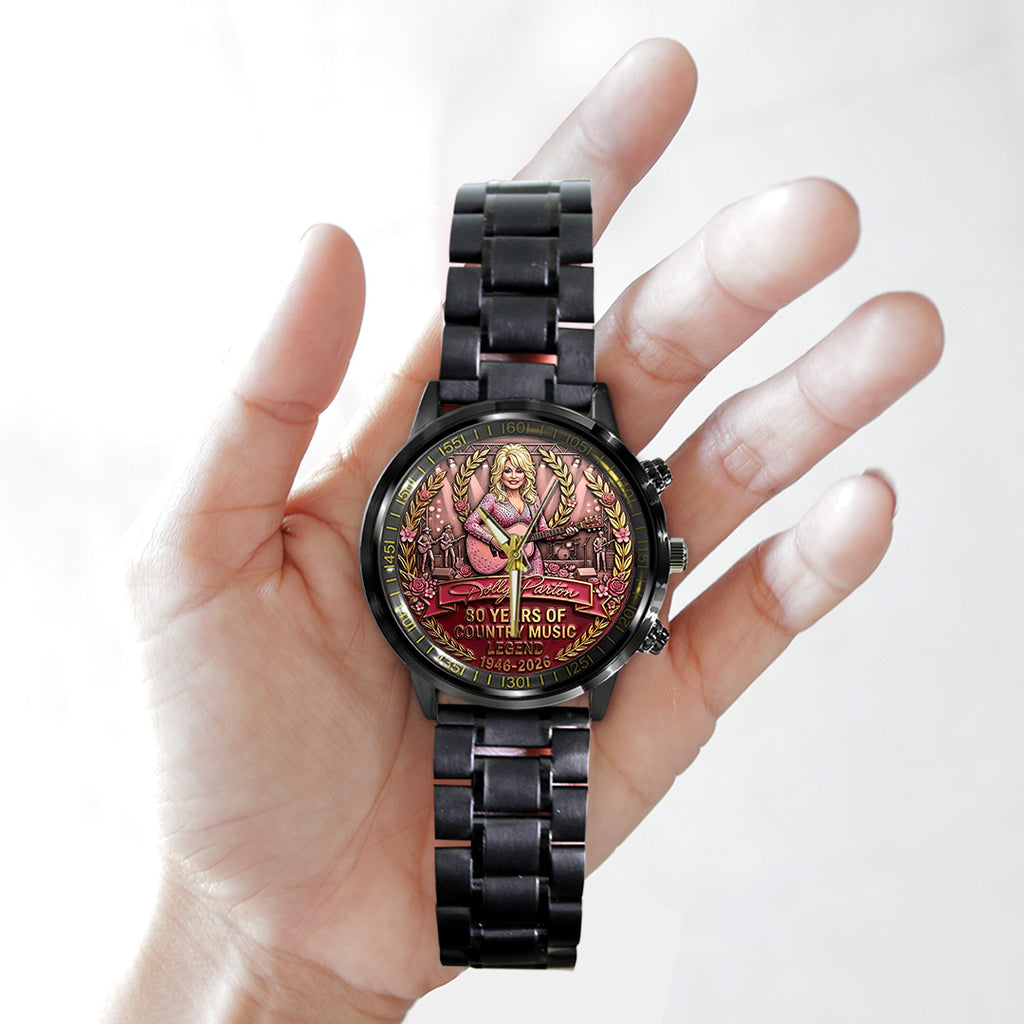 Dolly Parton 80th Anniversary Black Stainless Steel Watch – TANTN20588