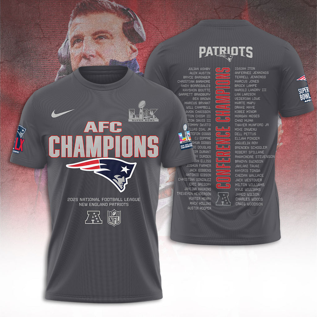 New England Patriots 2025 AFC Champions 3D Apparel – TANTN20617