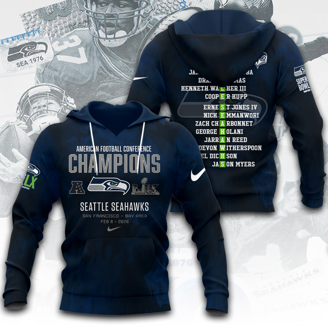 Seattle Seahawks 2025 NFC Champions 3D Apparel – TANTN20656