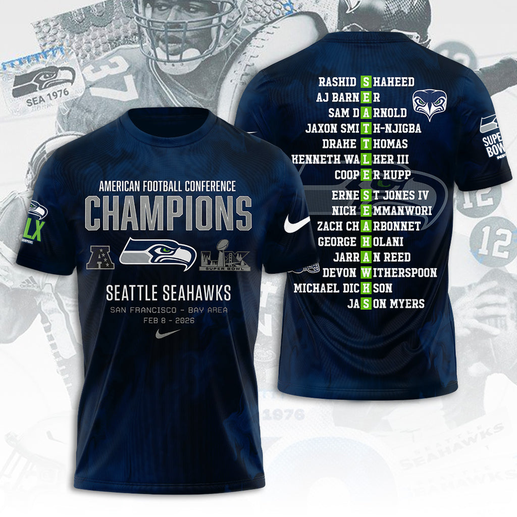 Seattle Seahawks 2025 NFC Champions 3D Apparel – TANTN20656