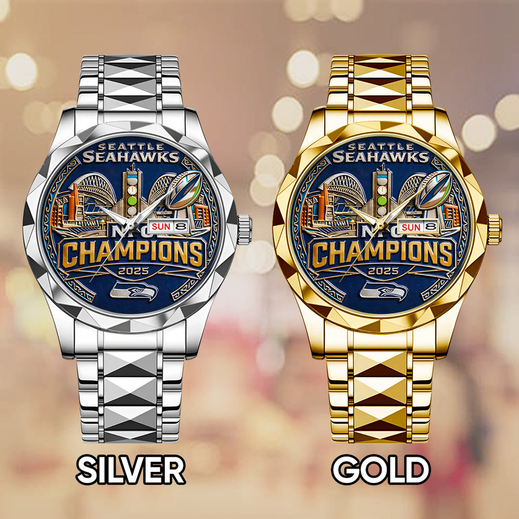 Seattle Seahawks 2025 NFC Champions Alloy Luxury Quartz Watch – TANTN20713