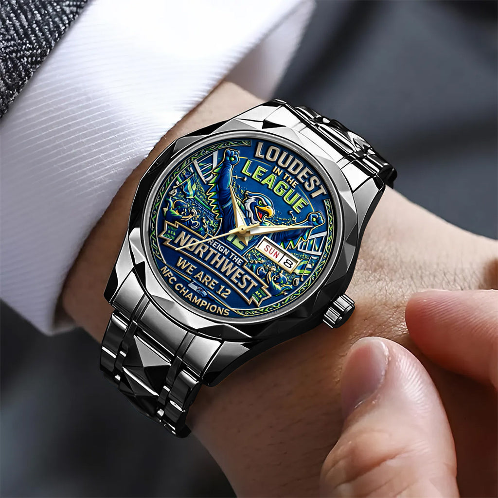 Seattle Seahawks 2025 NFC Champions Alloy Luxury Quartz Watch – TANTN20714