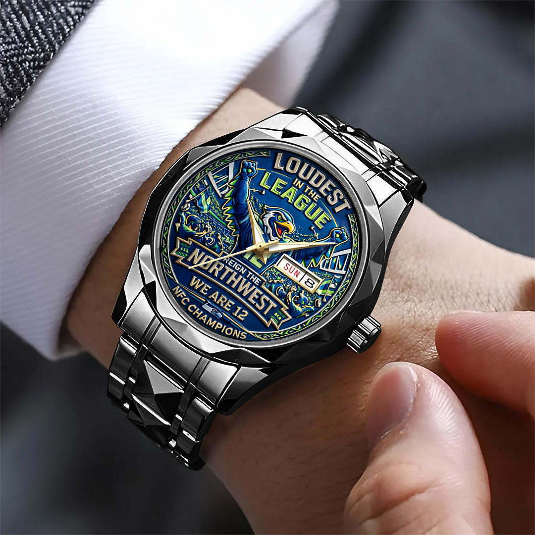 Seattle Seahawks 2025 NFC Champions Alloy Luxury Quartz Watch – TANTN20714