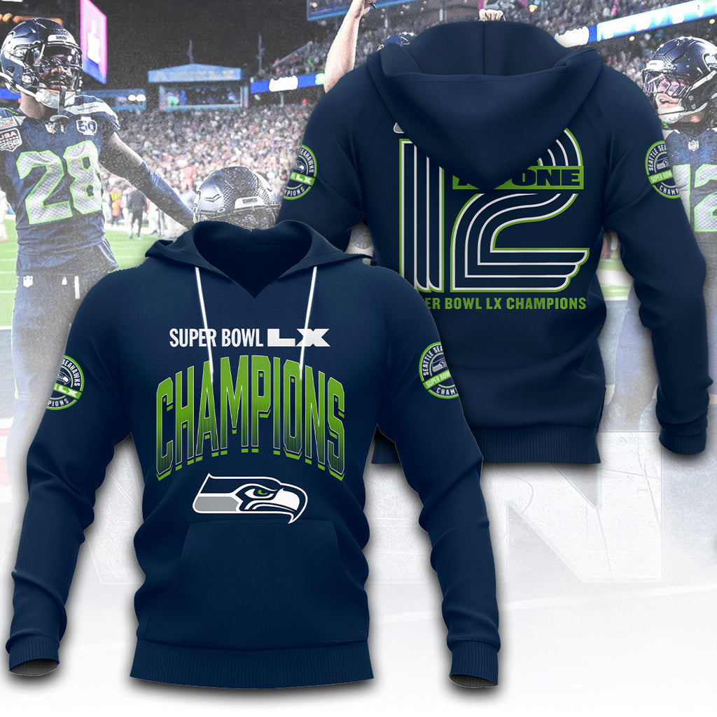 Seattle Seahawks 2025 Super Bowl LX Champions 3D Apparel – TANTN21002