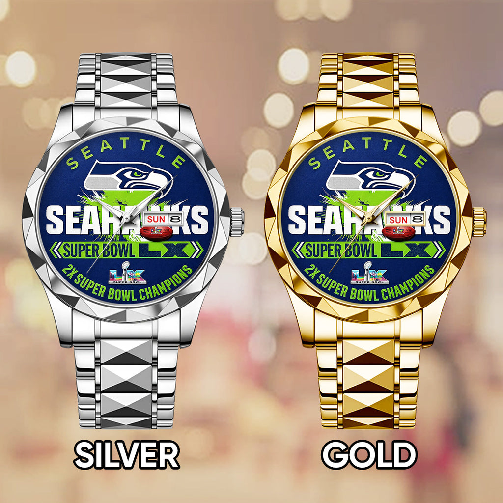 Seattle Seahawks 2025 Super Bowl LX Champions Alloy Luxury Quartz Watch – TANTN21008