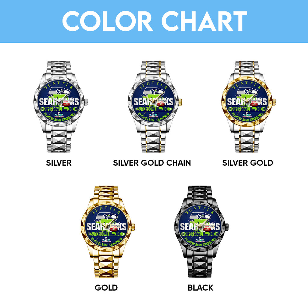 Seattle Seahawks 2025 Super Bowl LX Champions Alloy Luxury Quartz Watch – TANTN21008