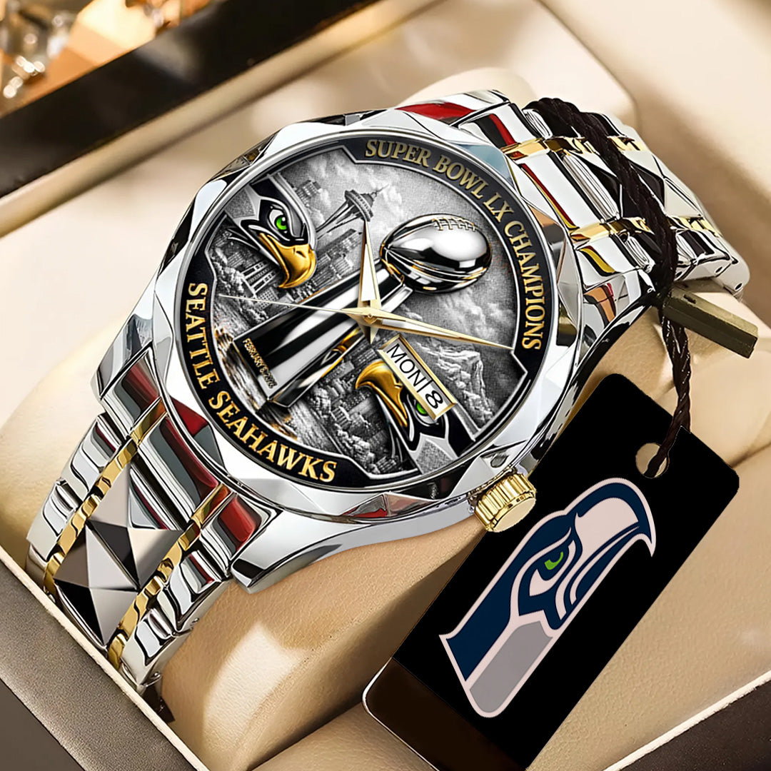 Seattle Seahawks 2025 Super Bowl LX Champions Alloy Luxury Quartz Watch – TANTN21015