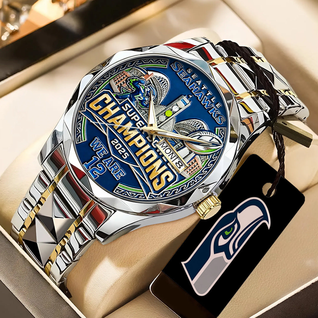 Seattle Seahawks 2025 Super Bowl LX Champions Alloy Luxury Quartz Watch – TANTN21016