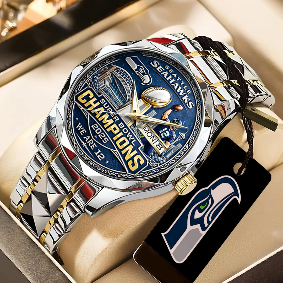 Seattle Seahawks 2025 Super Bowl LX Champions Alloy Luxury Quartz Watch – TANTN21017