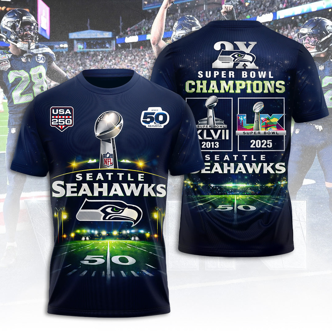Seattle Seahawks 2025 Super Bowl LX Champions 3D Apparel – TANTN21026