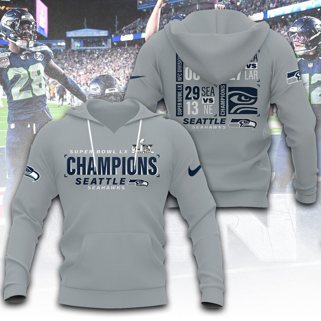 Seattle Seahawks 2025 Super Bowl LX Champions 3D Apparel – TANTN21049