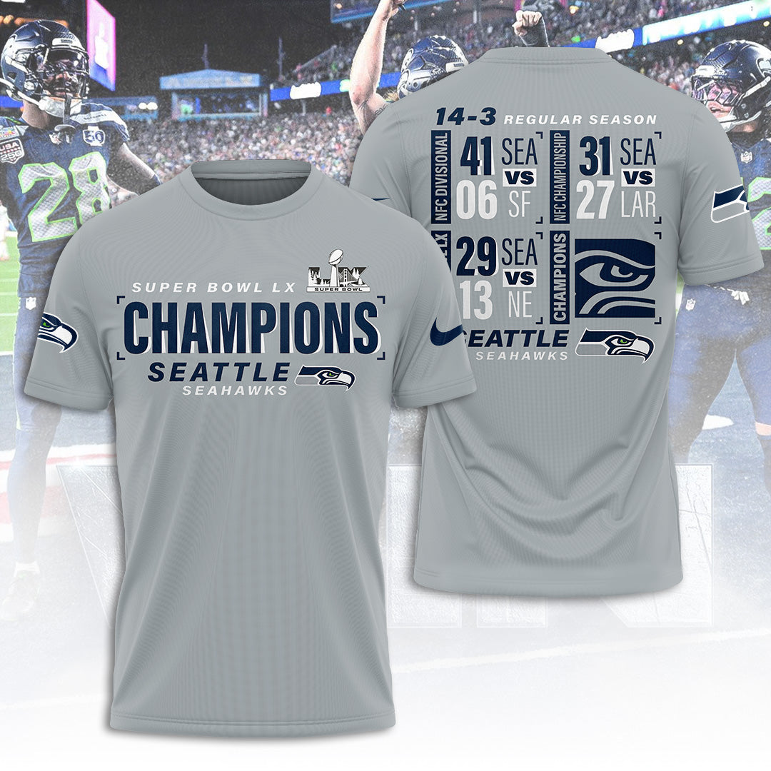Seattle Seahawks 2025 Super Bowl LX Champions 3D Apparel – TANTN21049