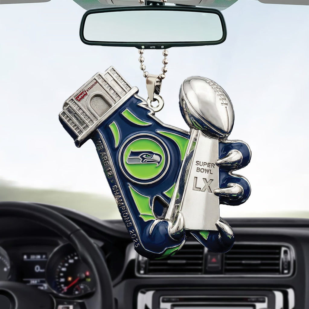 Seattle Seahawks 2025 Super Bowl LX Champions Custom shape 2-sided Acrylic Car Ornament – TANTN21096