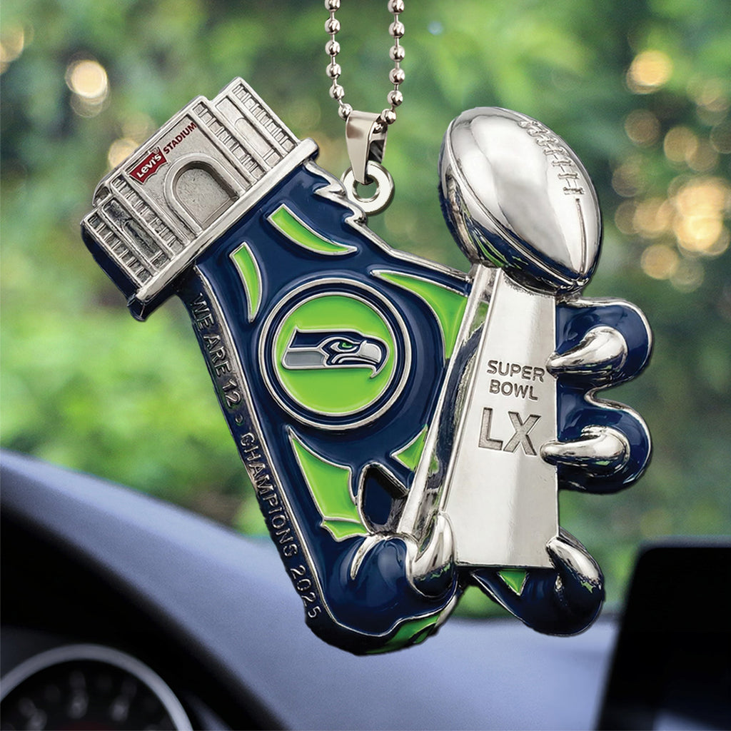 Seattle Seahawks 2025 Super Bowl LX Champions Custom shape 2-sided Acrylic Car Ornament – TANTN21096