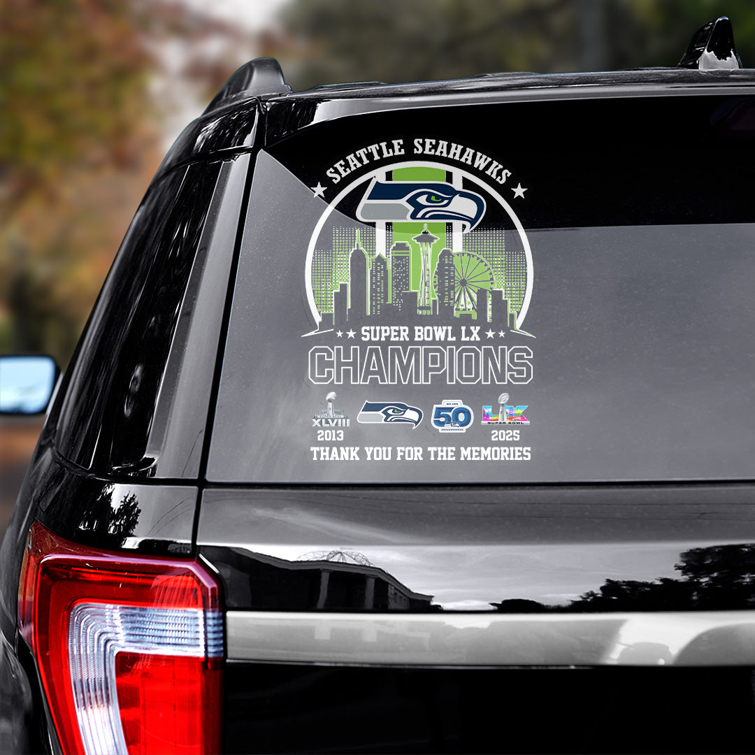 Seattle Seahawks 2025 Super Bowl LX Champions 3D Car Sticker – TANTN21144