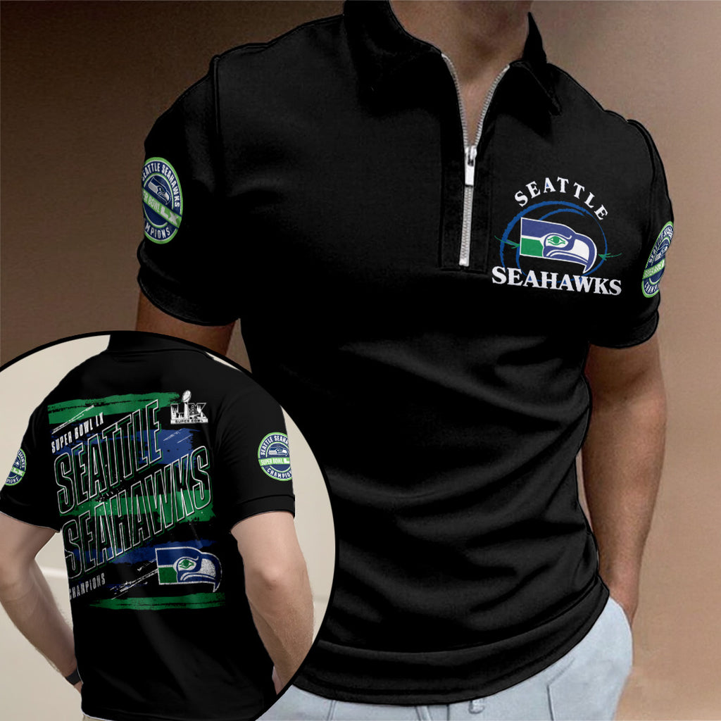 Seattle Seahawks 2025 Super Bowl LX Champions Zip Polo Shirt – TANTN21150