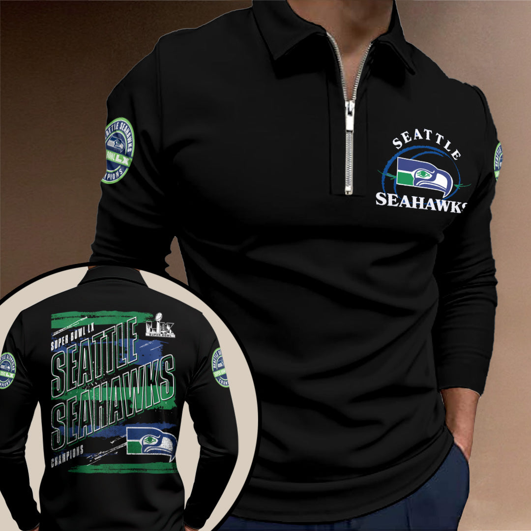 Seattle Seahawks 2025 Super Bowl LX Champions Zip Polo Shirt – TANTN21150