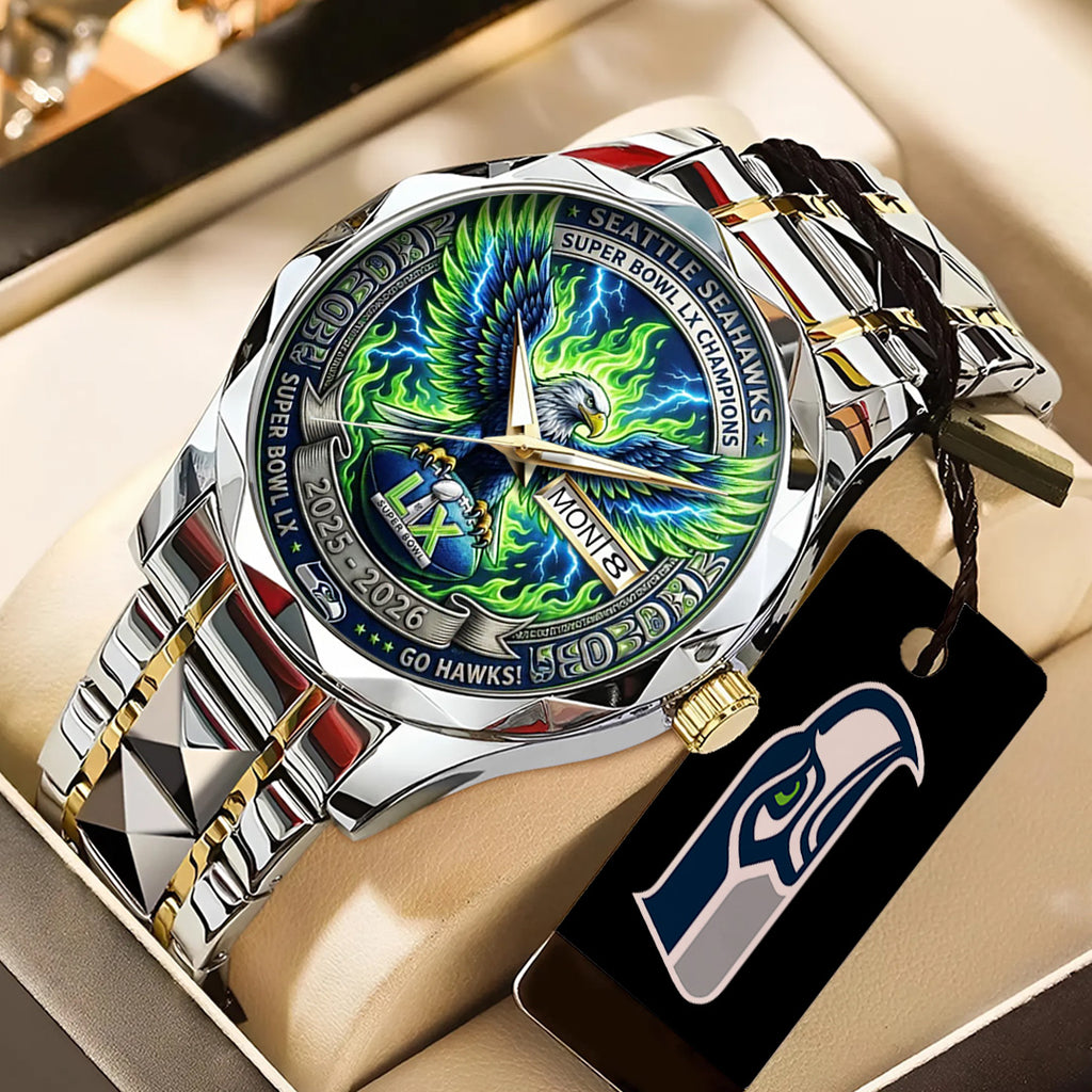 Seattle Seahawks 2025 Super Bowl LX Champions Alloy Luxury Quartz Watch – TANTN21339