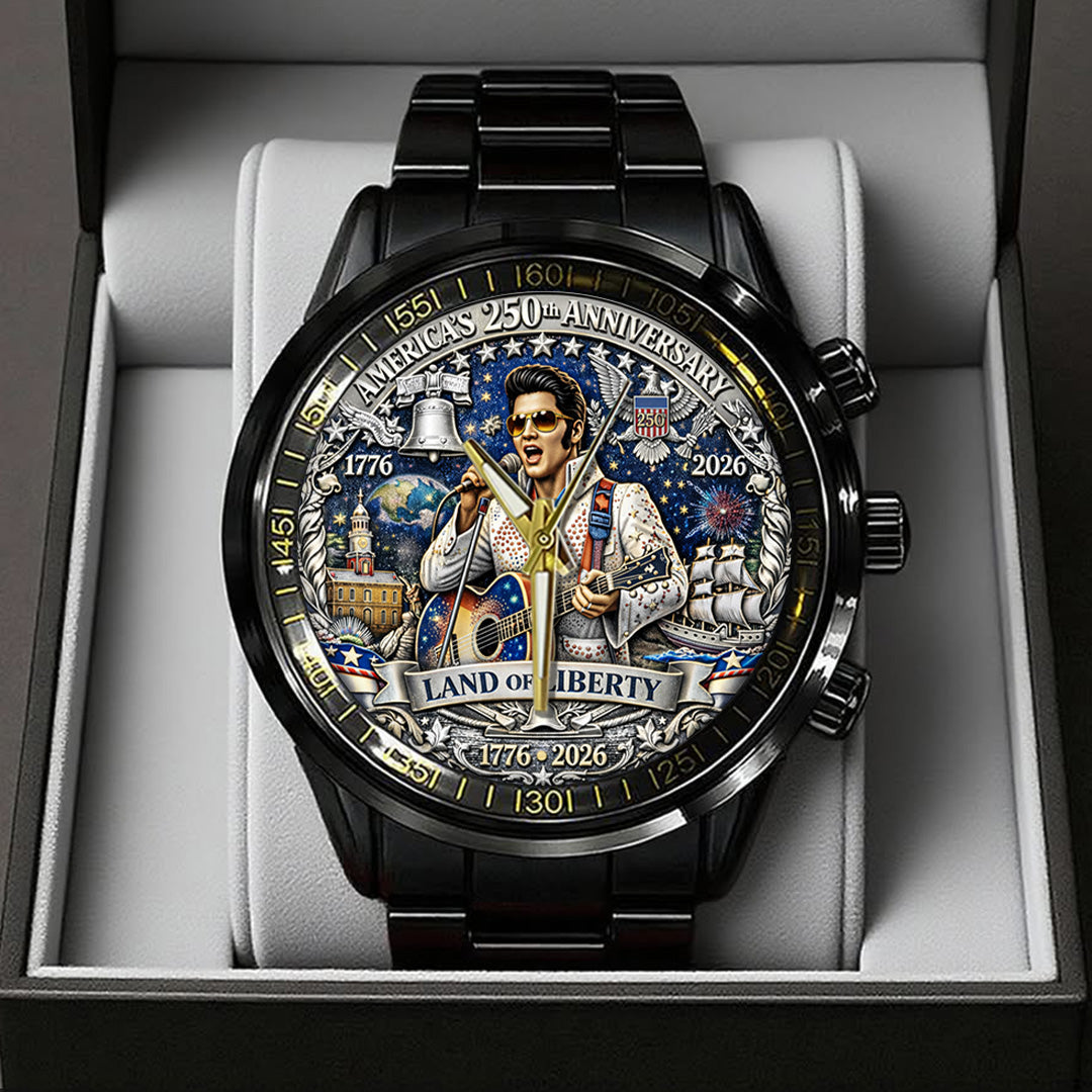 America250 x Elvis Presley Black Stainless Steel Watch – TANTN21746