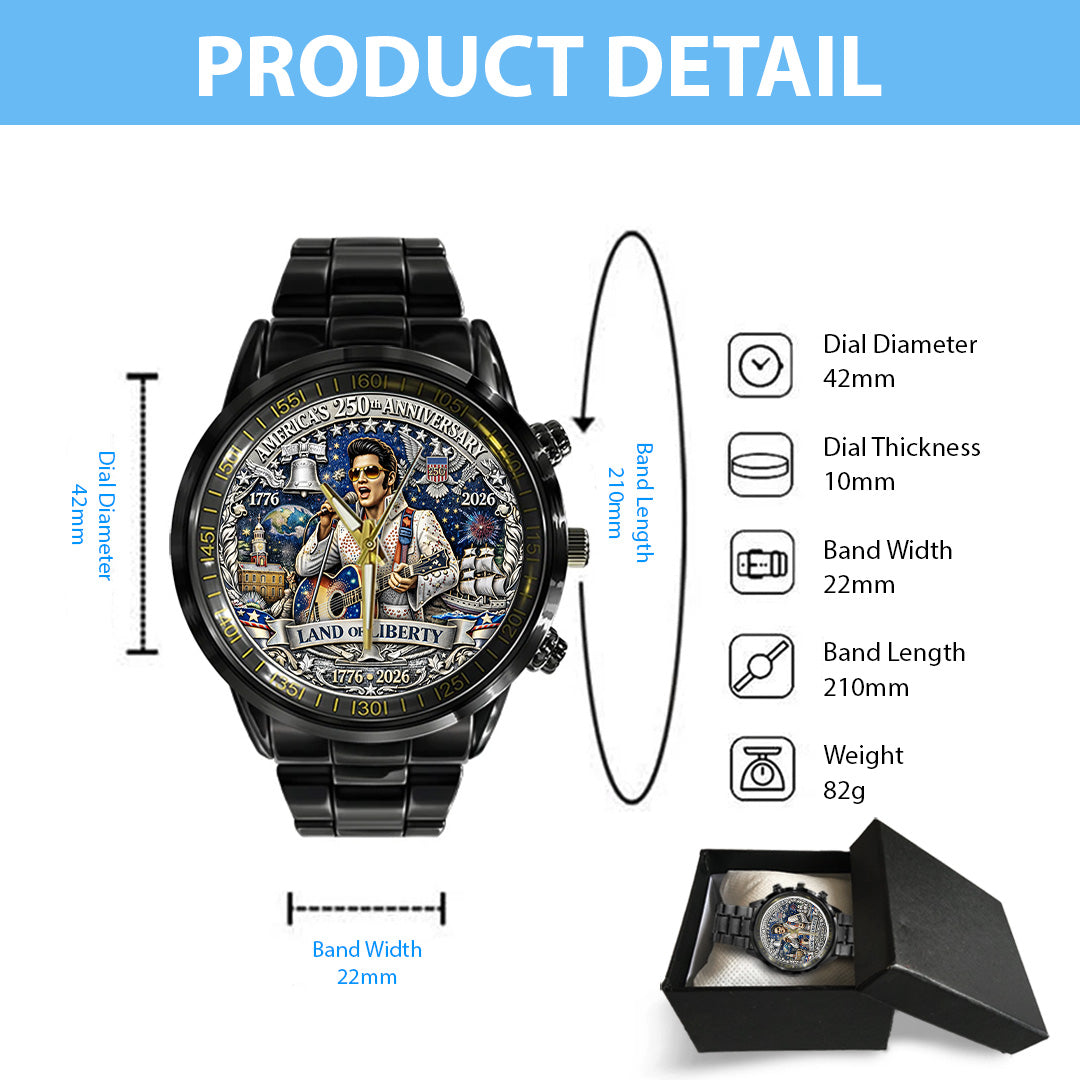 America250 x Elvis Presley Black Stainless Steel Watch – TANTN21746