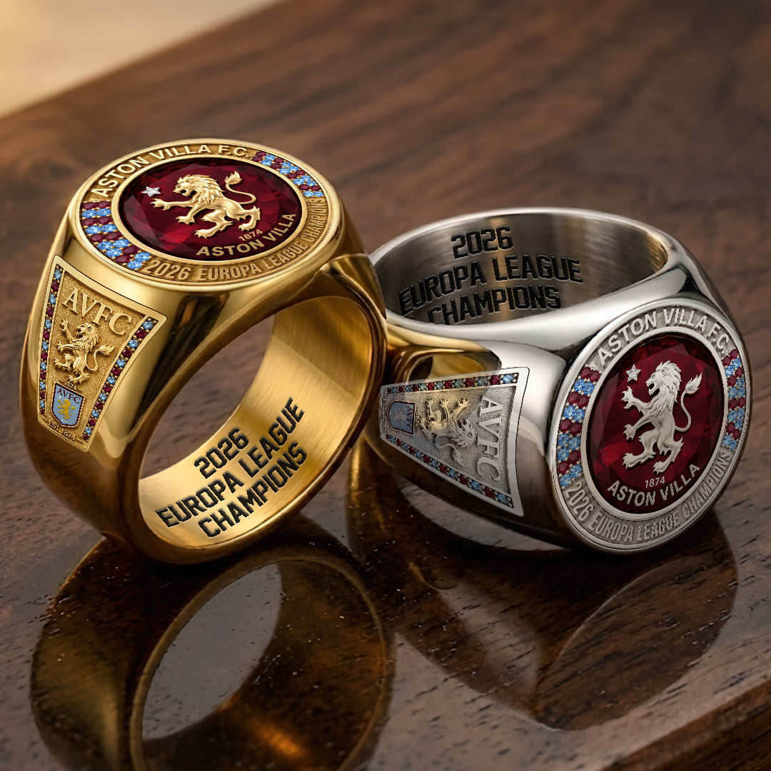 Aston Villa FC Europa League Winners 25/26 3D Engraved Ring – TANTN23230