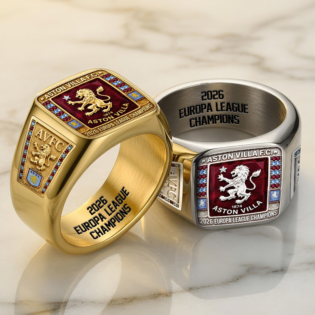 Aston Villa FC Europa League Winners 25/26 3D Engraved Ring – TANTN23230