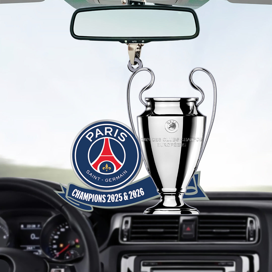 Paris Saint-Germain Champions of Europe 25/26 Custom shape 2-sided Acrylic Car Ornament – TANTN23281