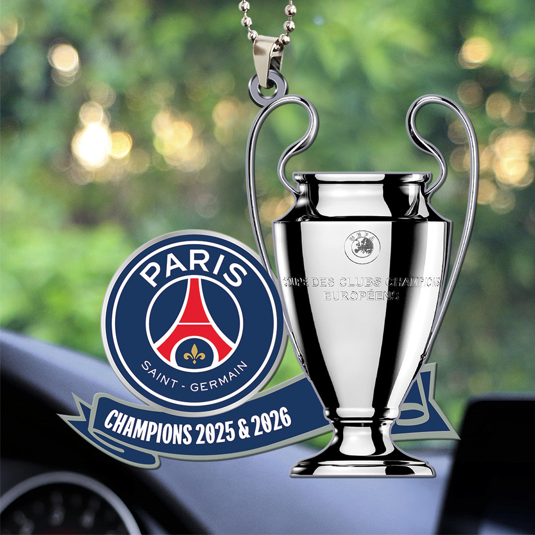 Paris Saint-Germain Champions of Europe 25/26 Custom shape 2-sided Acrylic Car Ornament – TANTN23281
