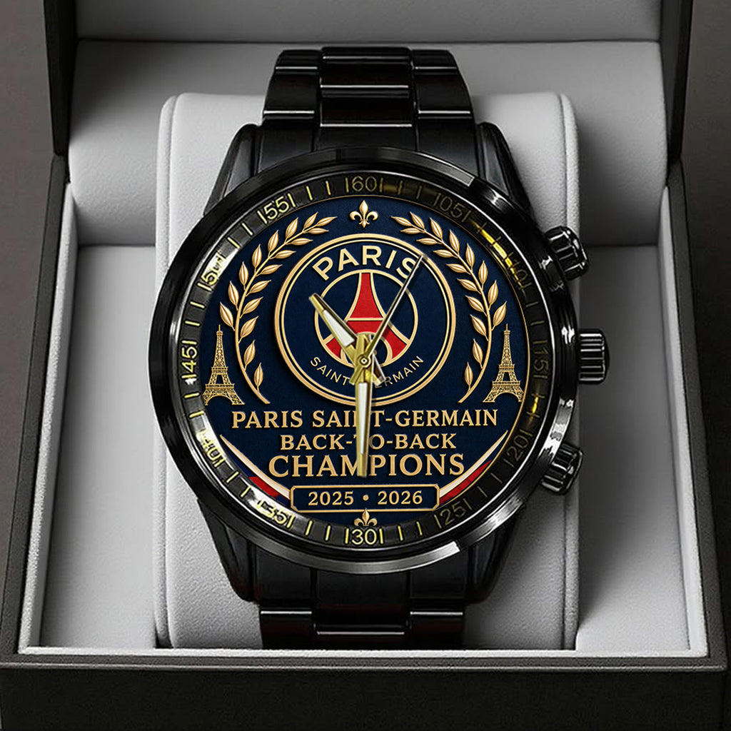 Paris Saint-Germain Champions of Europe 25/26 Black Stainless Steel Watch – TANTN23298