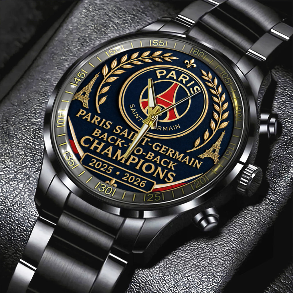 Paris Saint-Germain Champions of Europe 25/26 Black Stainless Steel Watch – TANTN23298