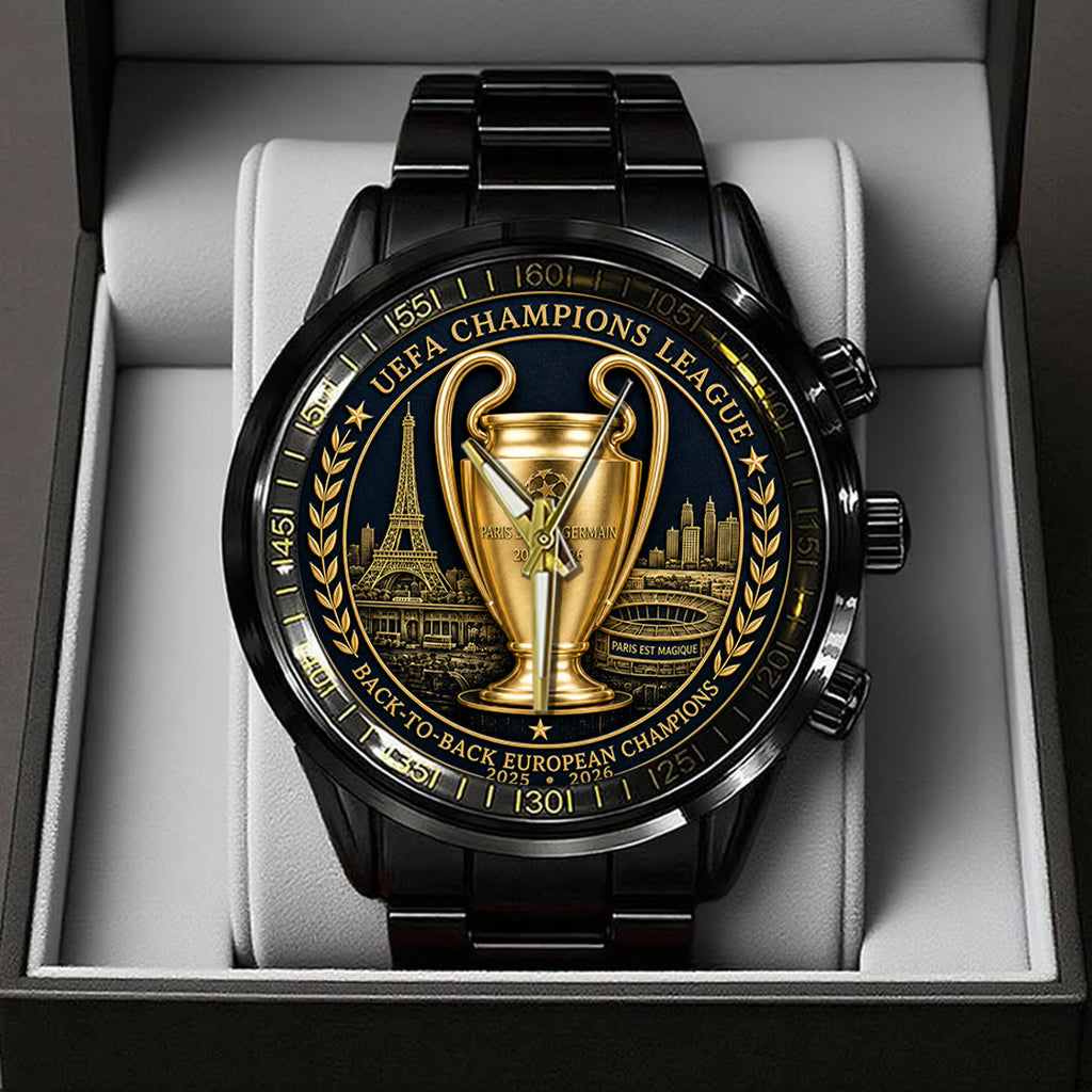 Paris Saint-Germain Champions of Europe 25/26 Black Stainless Steel Watch – TANTN23300
